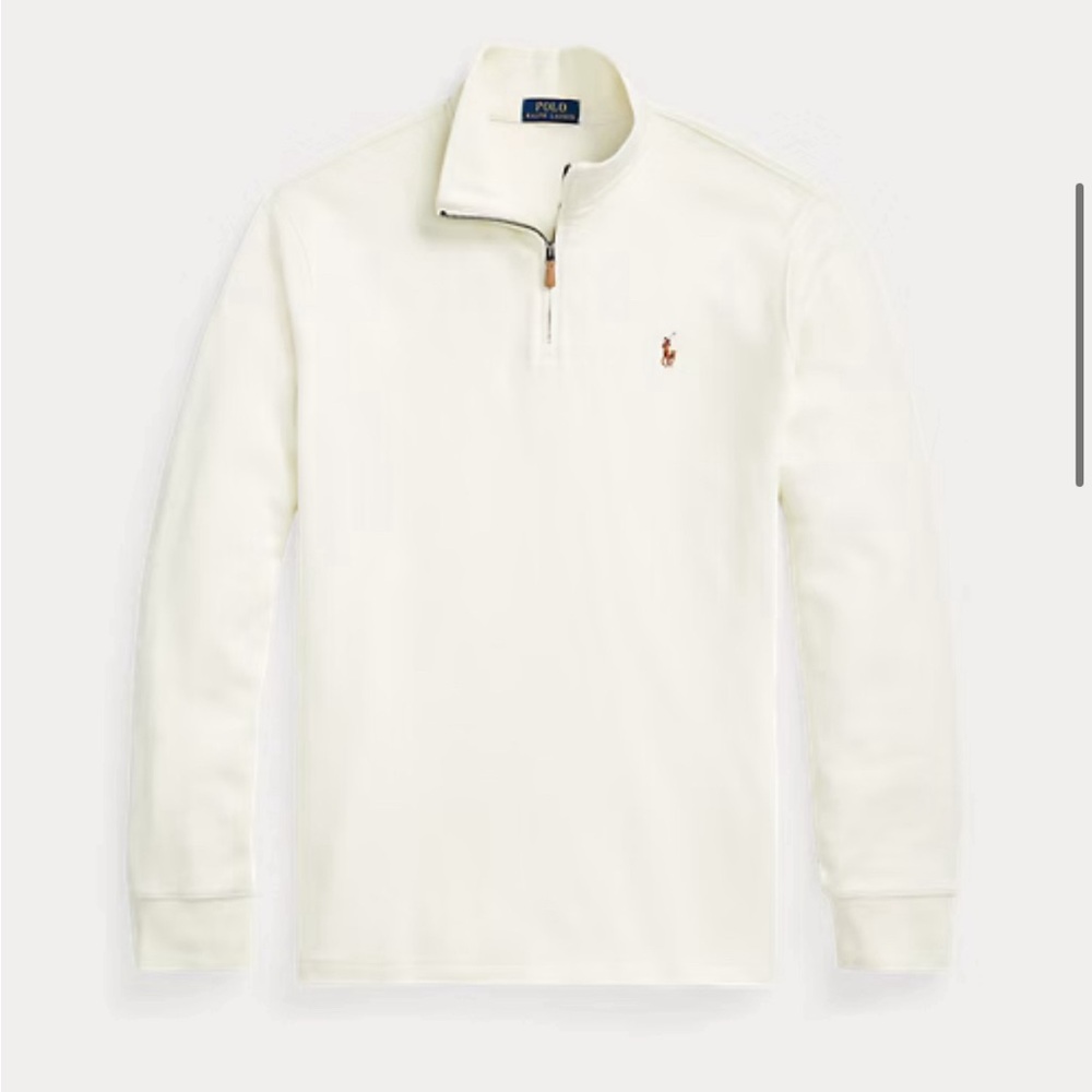 Men’s polo quarter zip shirt - Color Creame - Size L 100% authentic